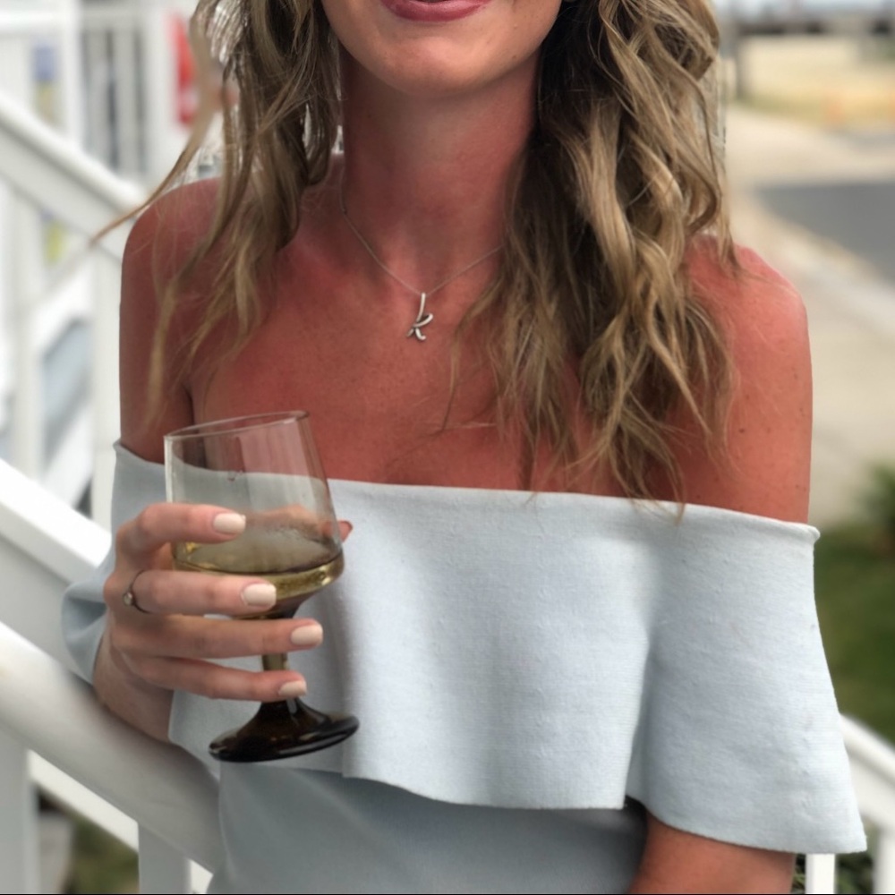Aritzia Babaton Light Blue Off-Shoulder Top